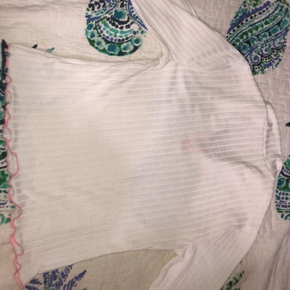 White and Pink Ribbed Crop Top - Picture 2 of 4